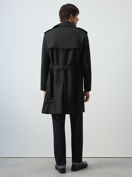 Mango Double Breasted Tailored Trench Coat - view 2, Black