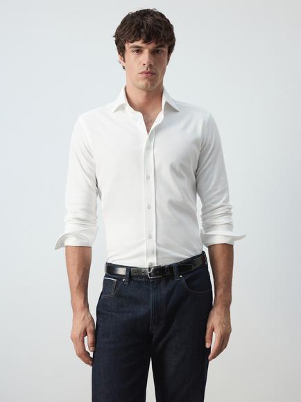 Mango Cotton Slim Fit Shirt, White, White