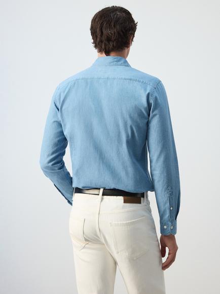 Mango Regular Fit Denim Shirt, Light Blue - view 2, Light Blue