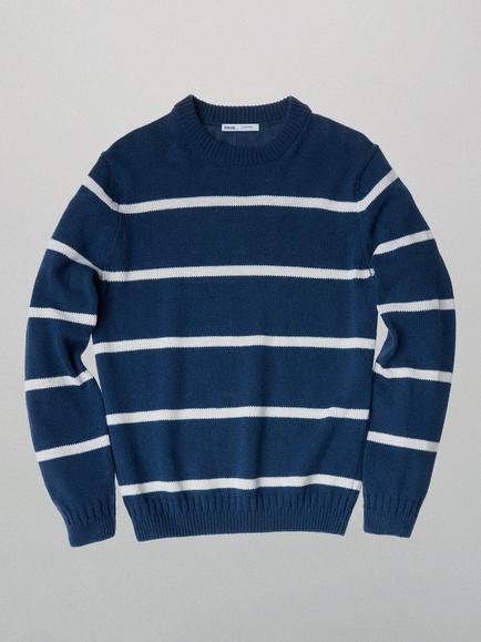 Mango Verai Stripe Cotton Jumper, Indigo