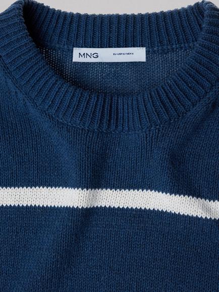 Mango Verai Stripe Cotton Jumper - view 2, Indigo