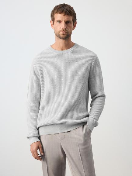 Mango Cotton Cable Knit Jumper, Ice