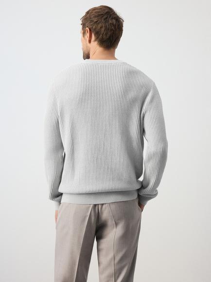 Mango Cotton Cable Knit Jumper - view 2, Ice