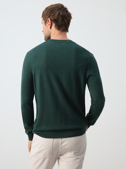 Mango Willy Wool Crew Neck Jumper, Bottle Green - view 2, Bottle Green