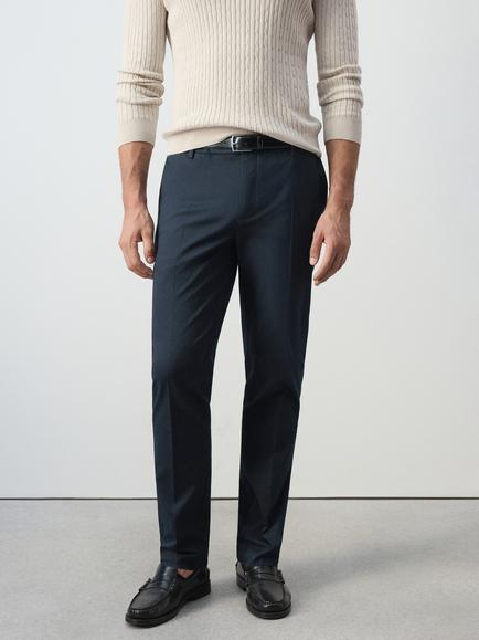 Mango Mid Rise Tailored Trousers, Navy