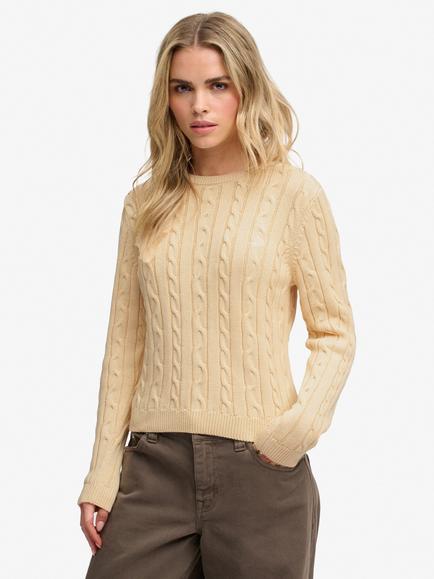 Superdry SD&CO Essentials Cable Knit Jumper, Yellow Haze