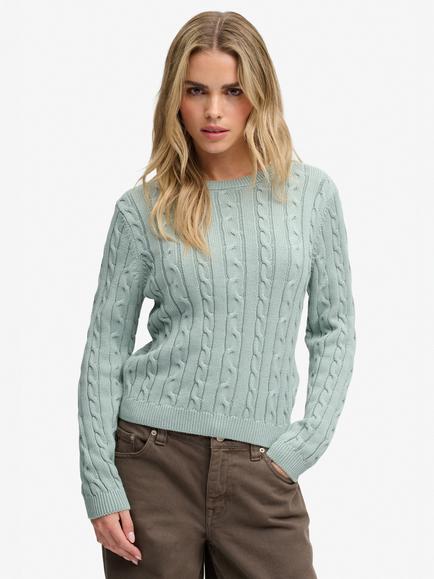 Superdry SD&CO Essentials Cable Knit Jumper, Light Jade Green