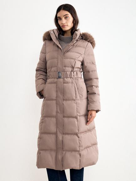 Phase Eight Petite Dixie Long Fur Hood Puffer Coat, Neutral, Neutral
