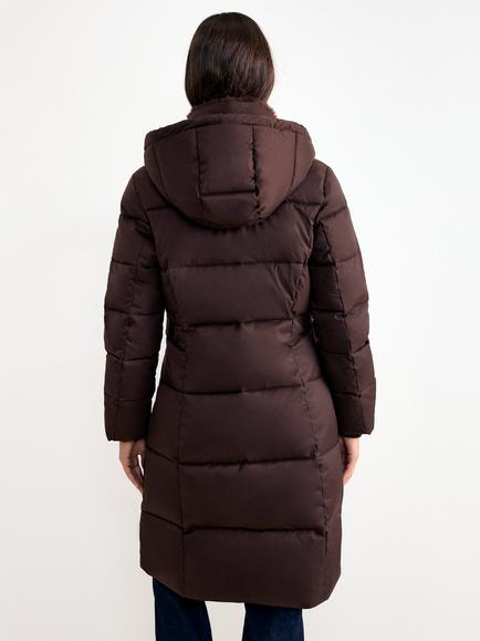 Phase Eight Yasmine Fur Collar Midi Puffer Coat, Brown - view 2, Brown