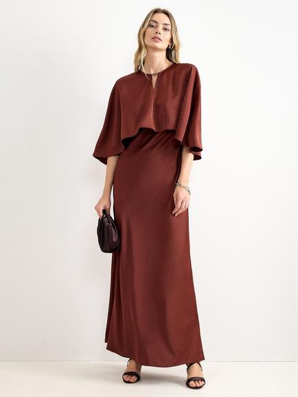 Phase Eight Petite Joni Cape Maxi Dress, Brown