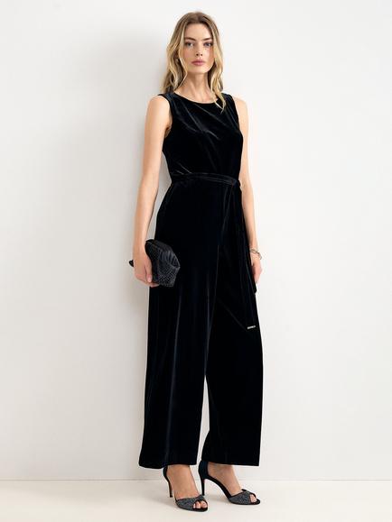 Phase Eight Marta Velvet Jumpsuit, Black, Black