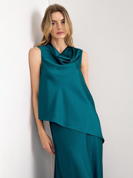 Phase Eight Saskia Satin Blouse, Teal, Teal