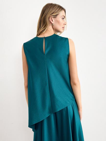 Phase Eight Saskia Satin Blouse, Teal - view 2, Teal