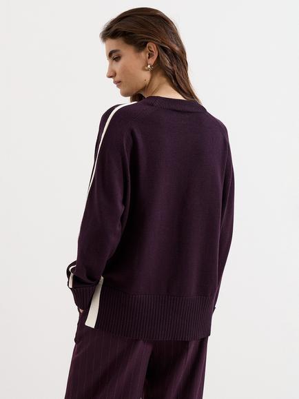 Phase Eight Hallie Tipped Jumper, Burgundy - view 2, Burgundy