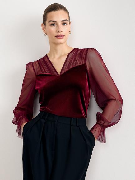 Phase Eight Cindy Velvet Top, Burgundy, Burgundy