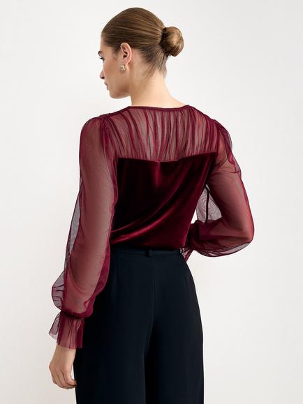 Phase Eight Cindy Velvet Top, Burgundy - view 2, Burgundy