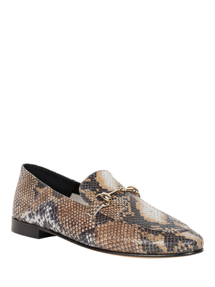 Bobbies Jill Snake Embossed Leather Horsebit Loafers, Boa - view 2, Boa