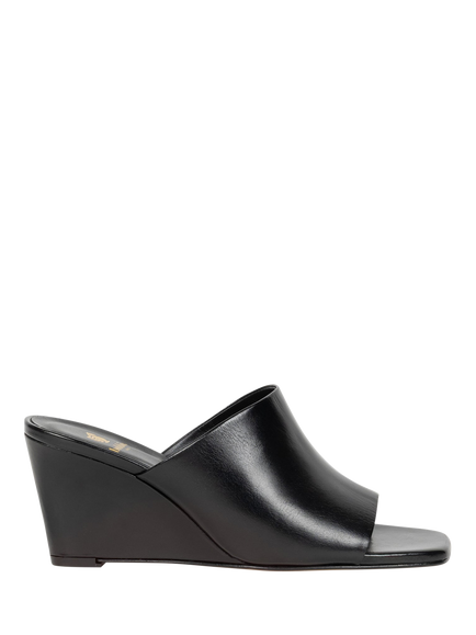 Bobbies Hanna Leather Wedge Heel Sandals, Absolute Black
