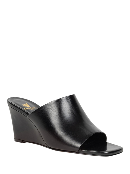 Bobbies Hanna Leather Wedge Heel Sandals - view 2, Absolute Black
