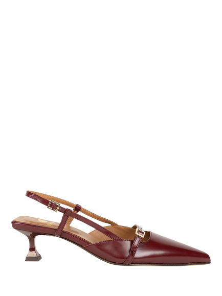 Bobbies Reem Glazed Leather Slingback Court Shoes, Morello Cherry, Morello Cherry