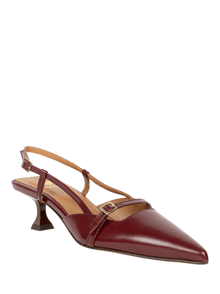 Bobbies Reem Glazed Leather Slingback Court Shoes, Morello Cherry - view 2, Morello Cherry