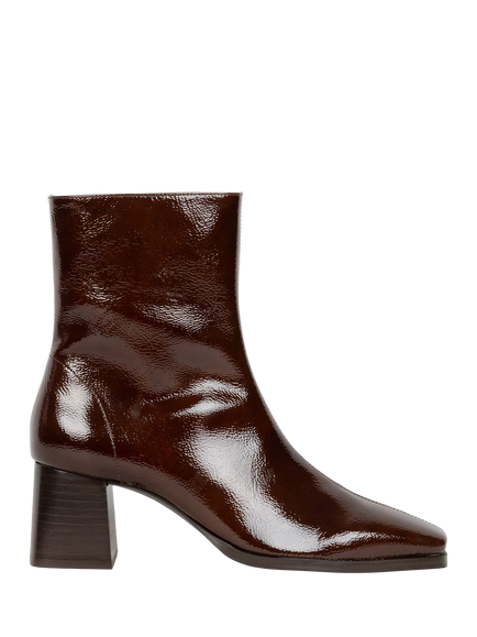 Bobbies Marlie Leather Block Heel Ankle Boots, Ganache