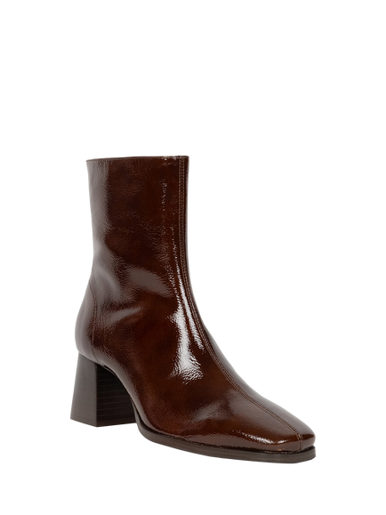 Bobbies Marlie Leather Block Heel Ankle Boots - view 2, Ganache