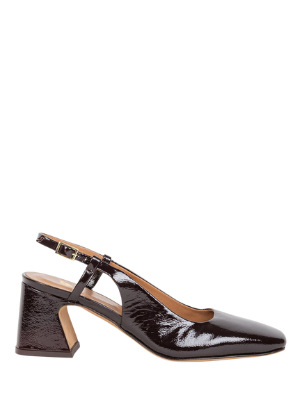 Bobbies Maddie Crumpled Patent Leather Slingback Court Shoes, Cheverny