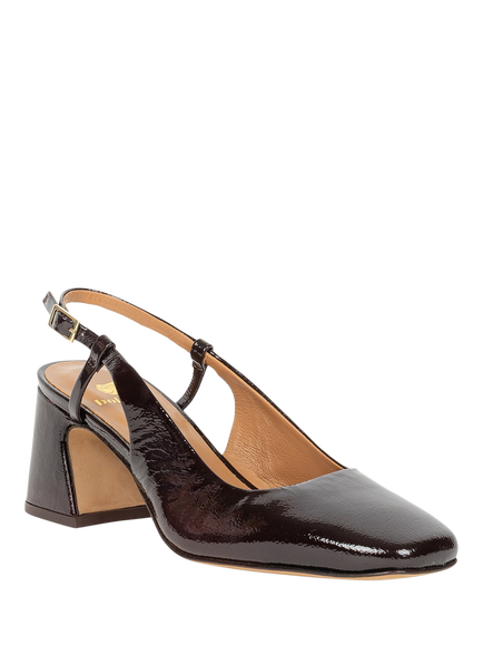 Bobbies Maddie Crumpled Patent Leather Slingback Court Shoes - view 2, Cheverny
