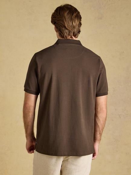 Joules Woody Regular Fit Short Sleeve Polo Shirt, Chocolate Brown - view 2, Chocolate Brown