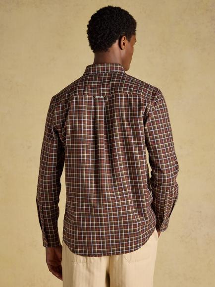 Joules Cotton Regular Fit Check Shirt, Chocolate Brown - view 2, Chocolate Brown