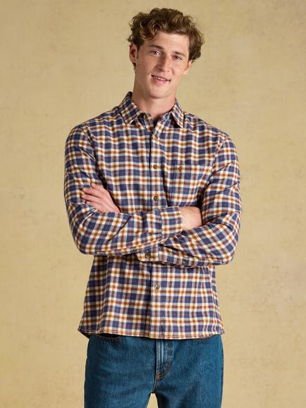 Joules Cotton Regular Fit Check Shirt, Navy, Navy