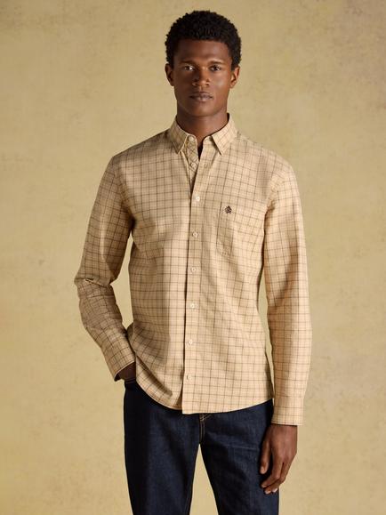 Joules Cotton Regular Fit Check Shirt, Oatmeal, Oatmeal