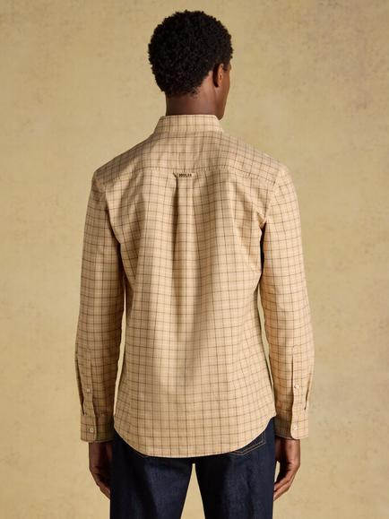 Joules Cotton Regular Fit Check Shirt, Oatmeal - view 2, Oatmeal