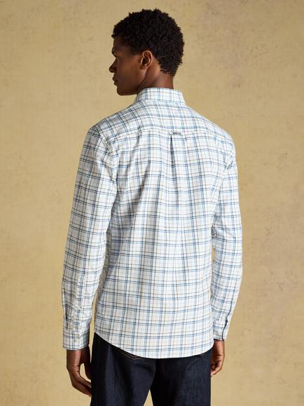 Joules Cotton Regular Fit Check Shirt, White/Blue - view 2, White/Blue
