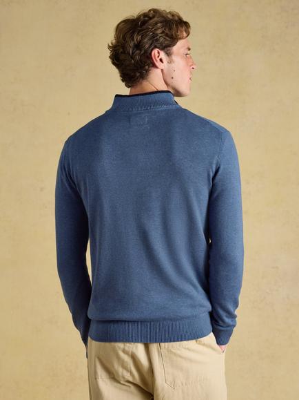 Joules Quarter-Zip Jumper, Blue - view 2, Blue