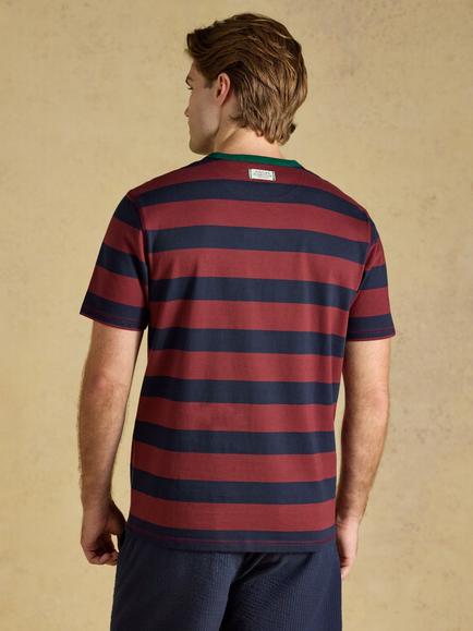 Joules Cotton Regular Fit Stripe Shirt, Navy/Red - view 2, Navy/Red