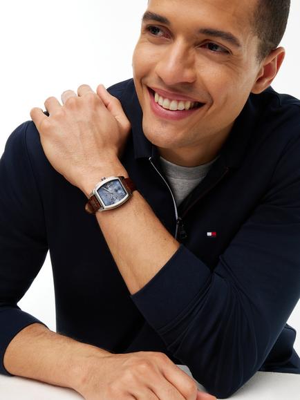 Tommy Hilfiger Long Sleeve Zip Polo Shirt - view 2, Navy