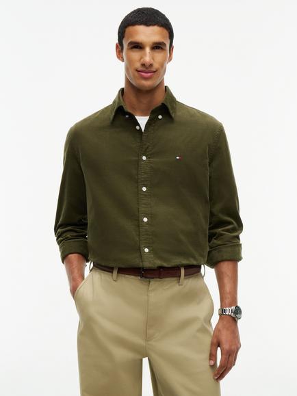 Tommy Hilfiger Regenerative Cotton Regular Fit Shirt, Dark Green, Dark Green
