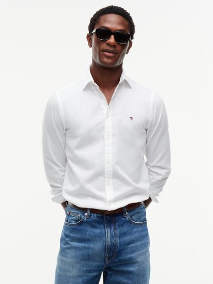 Tommy Hilfiger Dobby Slim Fit Shirt, Light Blue, White