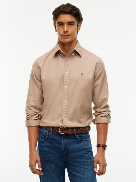Tommy Hilfiger Stretch Cotton Twill Flannel Shirt, Camel, Camel