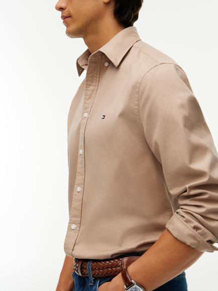 Tommy Hilfiger Stretch Cotton Twill Flannel Shirt, Camel - view 2, Camel