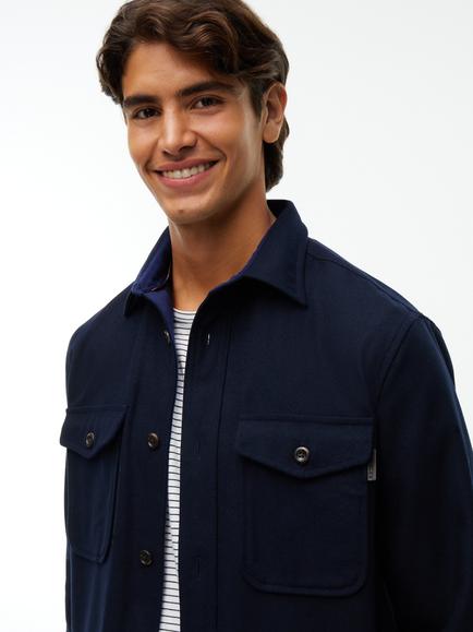 Tommy Hilfiger Classic Fit Wool Blend Icon Shirt, Navy - view 2, Navy