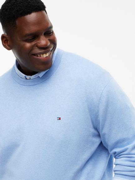 Tommy Hilfiger Pima Cotton Blend Jumper, Light Blue - view 2, Light Blue