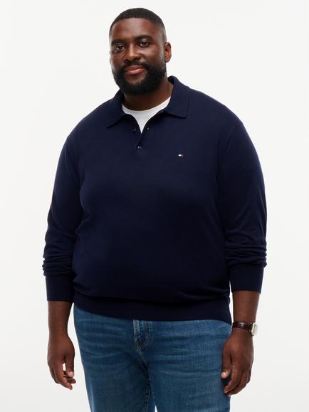 Tommy Hilfiger Pima Cotton Blend Knit Polo Jumper, Navy, Navy