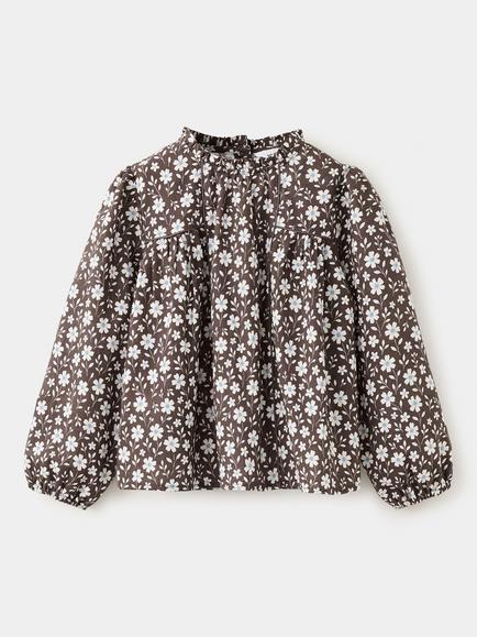 Mango Baby Penelope Cotton Floral Blouse, Brown, Brown