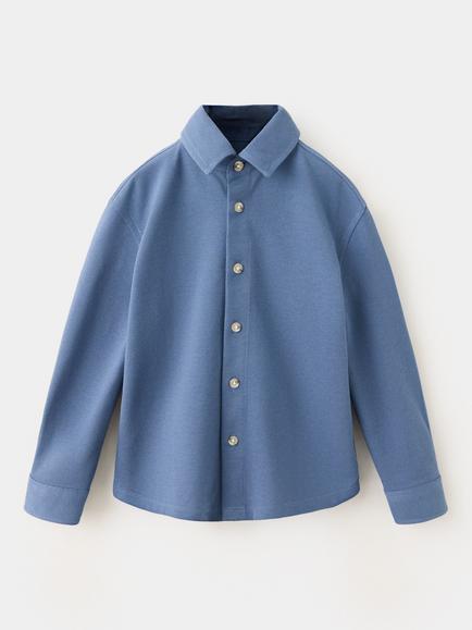 Mango Kids' Long Sleeve Overshirt, Blue, Blue