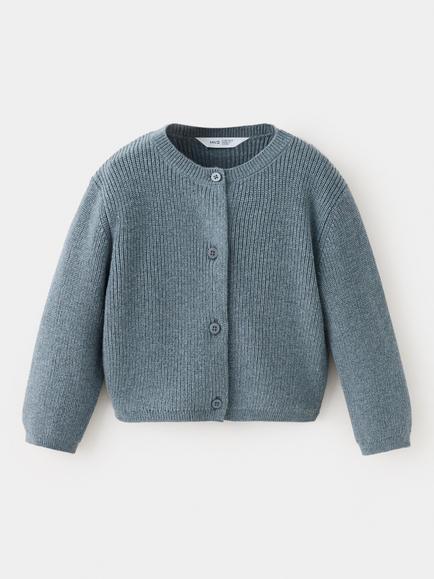 Mango Baby Rounded Neck Button Front Knit Cardigan, Green, Green