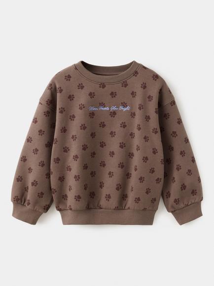 Mango Baby Cotton Paw Print Sweatshirt, Brown, Brown