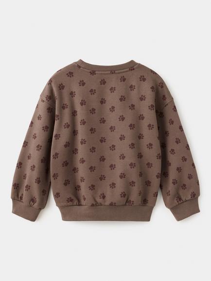 Mango Baby Cotton Paw Print Sweatshirt, Brown - view 2, Brown